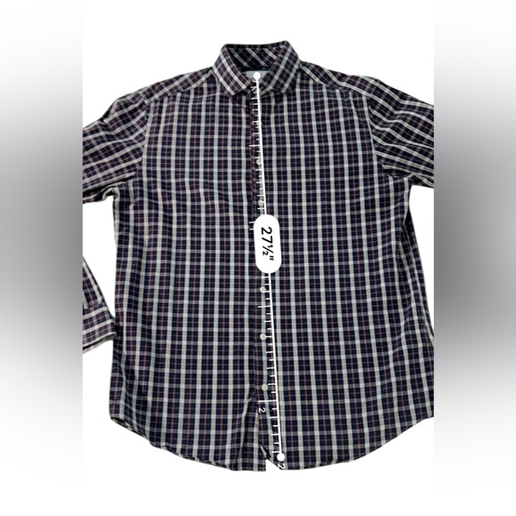 Ben Sherman Men's Blue, White and Red Plaid Tailored Slim Fit Shirt‎ 15.5 - Picture 8 of 9